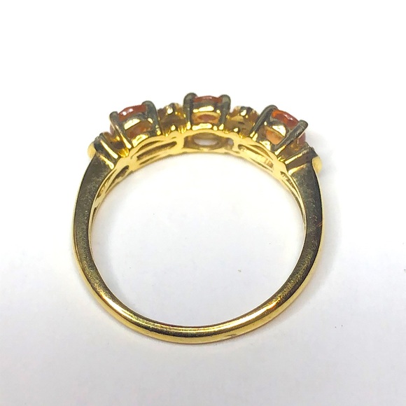 CITRINE and MARCASITE Vermeil Single Band Ring Sz 7 - Picture 6 of 17